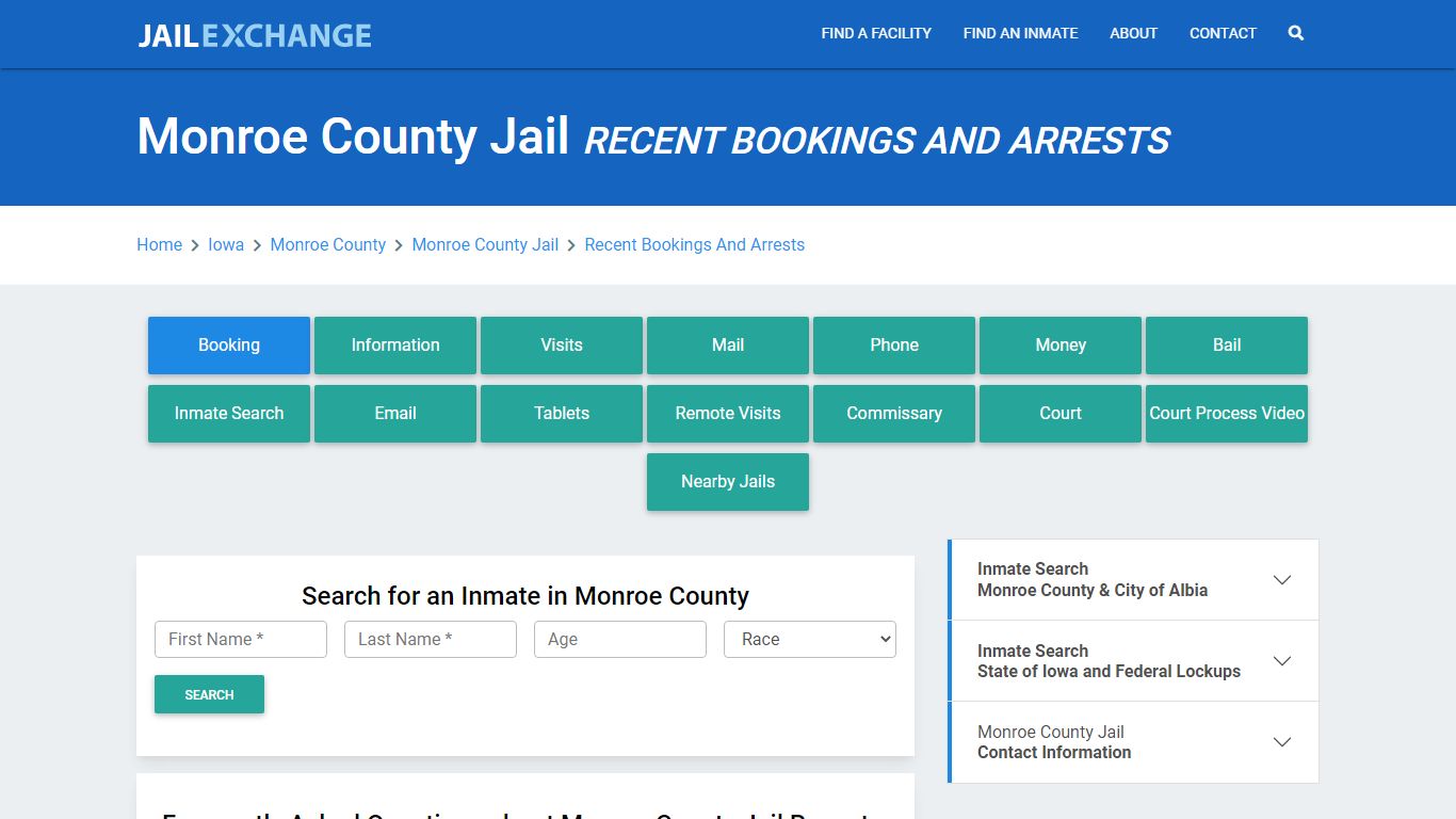 Monroe County Jail IA Recent Arrests and Bookings - Jail Exchange