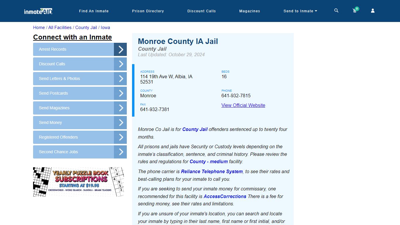 Monroe County IA Jail - Inmate Locator